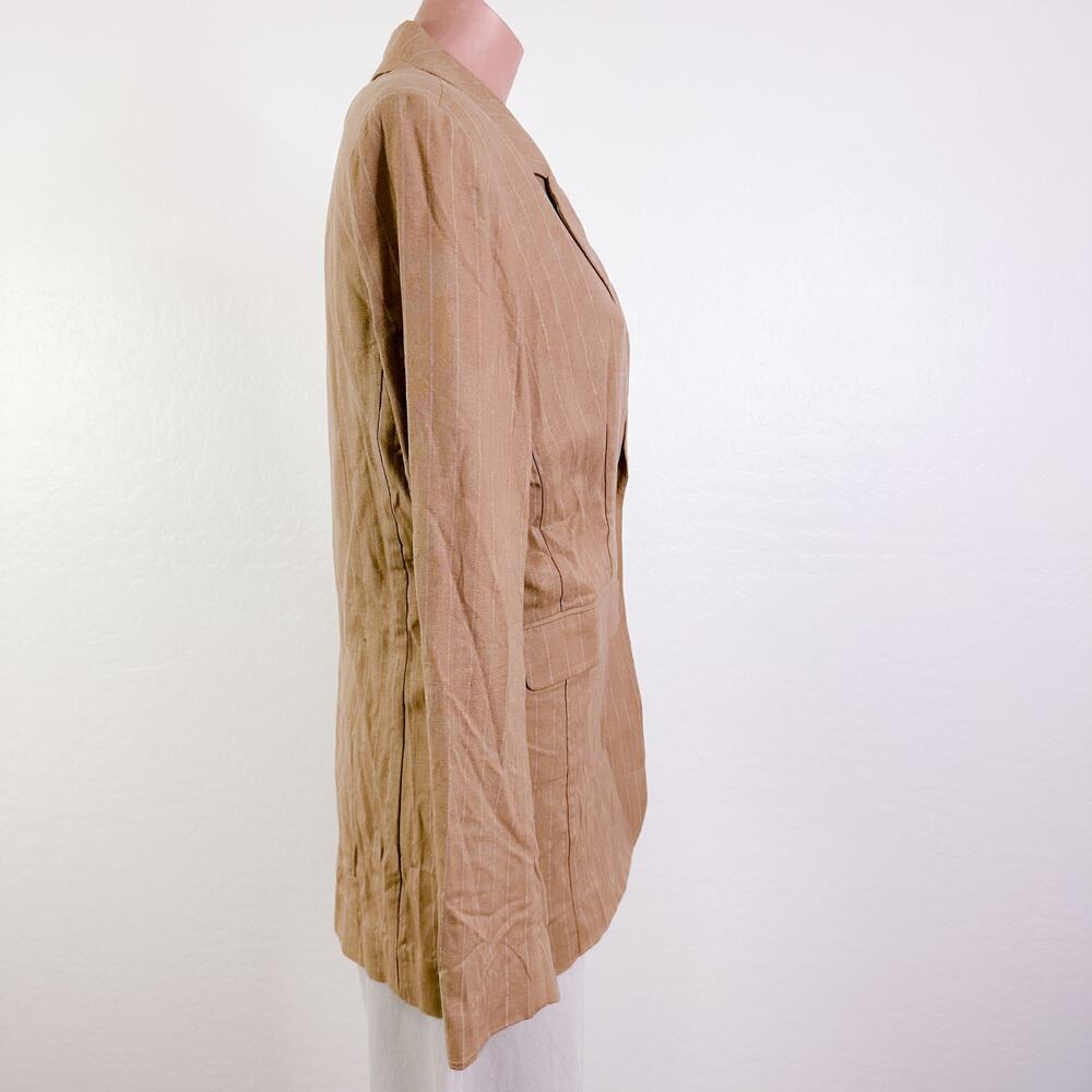 Nicholas Charlee Pinstripe Oversized Linen Blazer Career Caramel Tan size 2 NWT - Picture 8 of 13